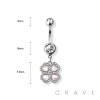 CLOVER FLOWER DECOR CHARM 316L SURGICAL STEEL NAVEL BELLY RING